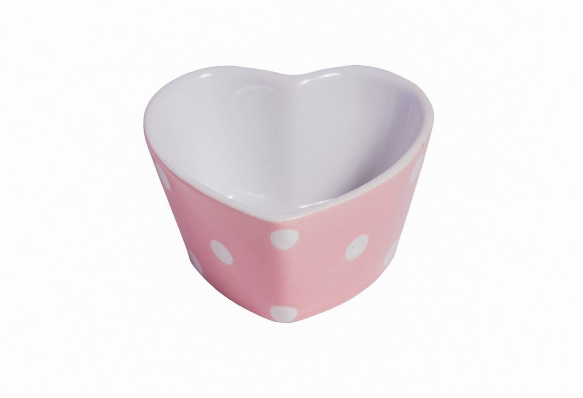 PIROTTINO A FORMA DI CUORE ROSA CON POIS ISABELLE ROSE