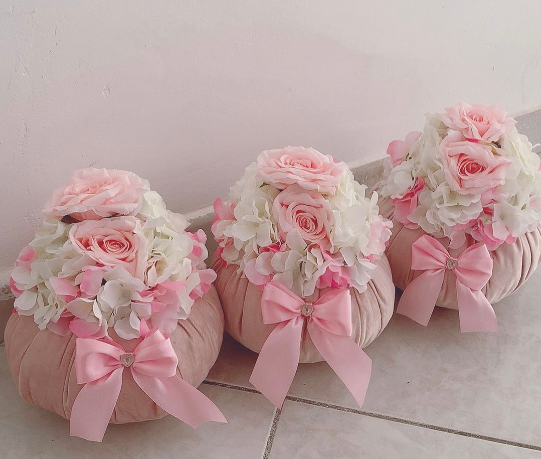 Bon bon in velluto con fiori misura grande