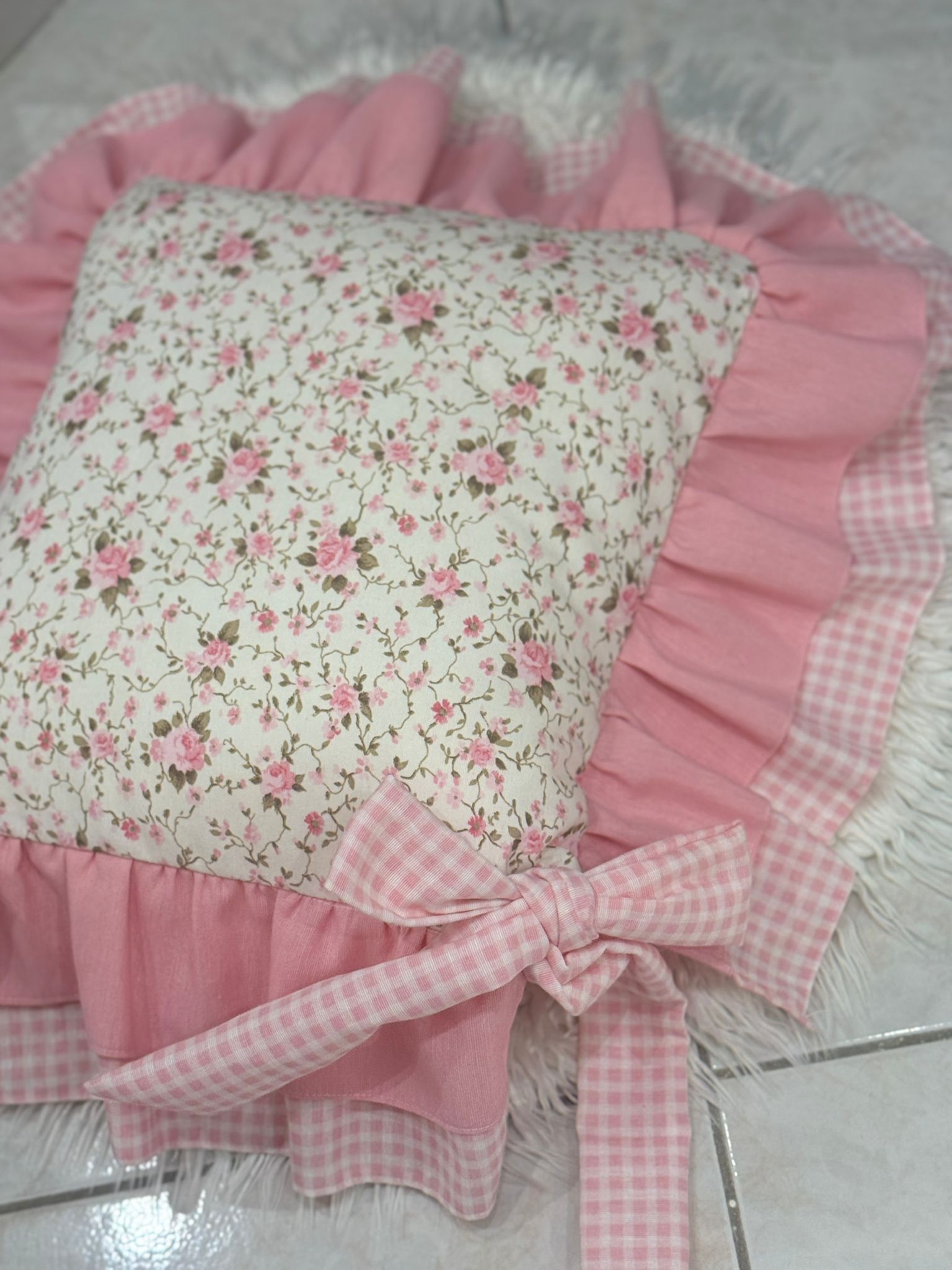 Cuscino per sedia, in cotone con doppia balza 40x40