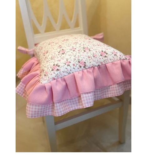 Cuscino per sedia, in cotone con doppia balza 40x40