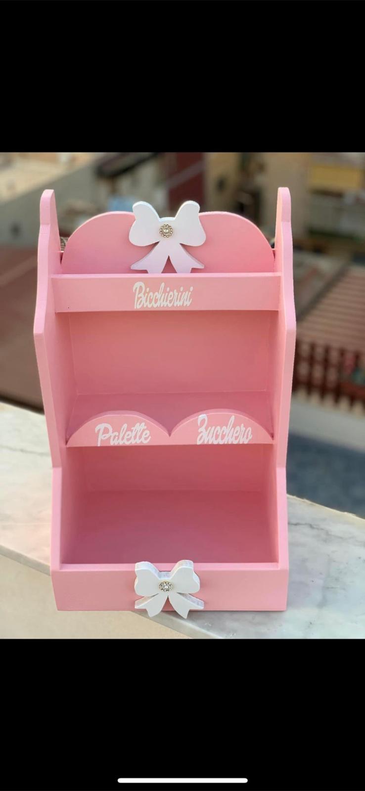 Porta cialde rosa e grigio larghezza 25cm altezza 35