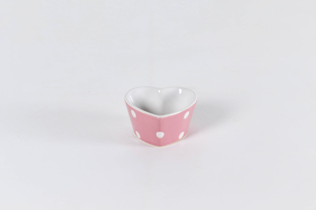 PIROTTINO A FORMA DI CUORE ROSA CON POIS ISABELLE ROSE