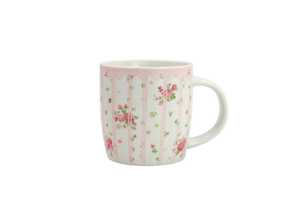 Tazza a righe con rose rosa 350ml ISABELLE ROSE