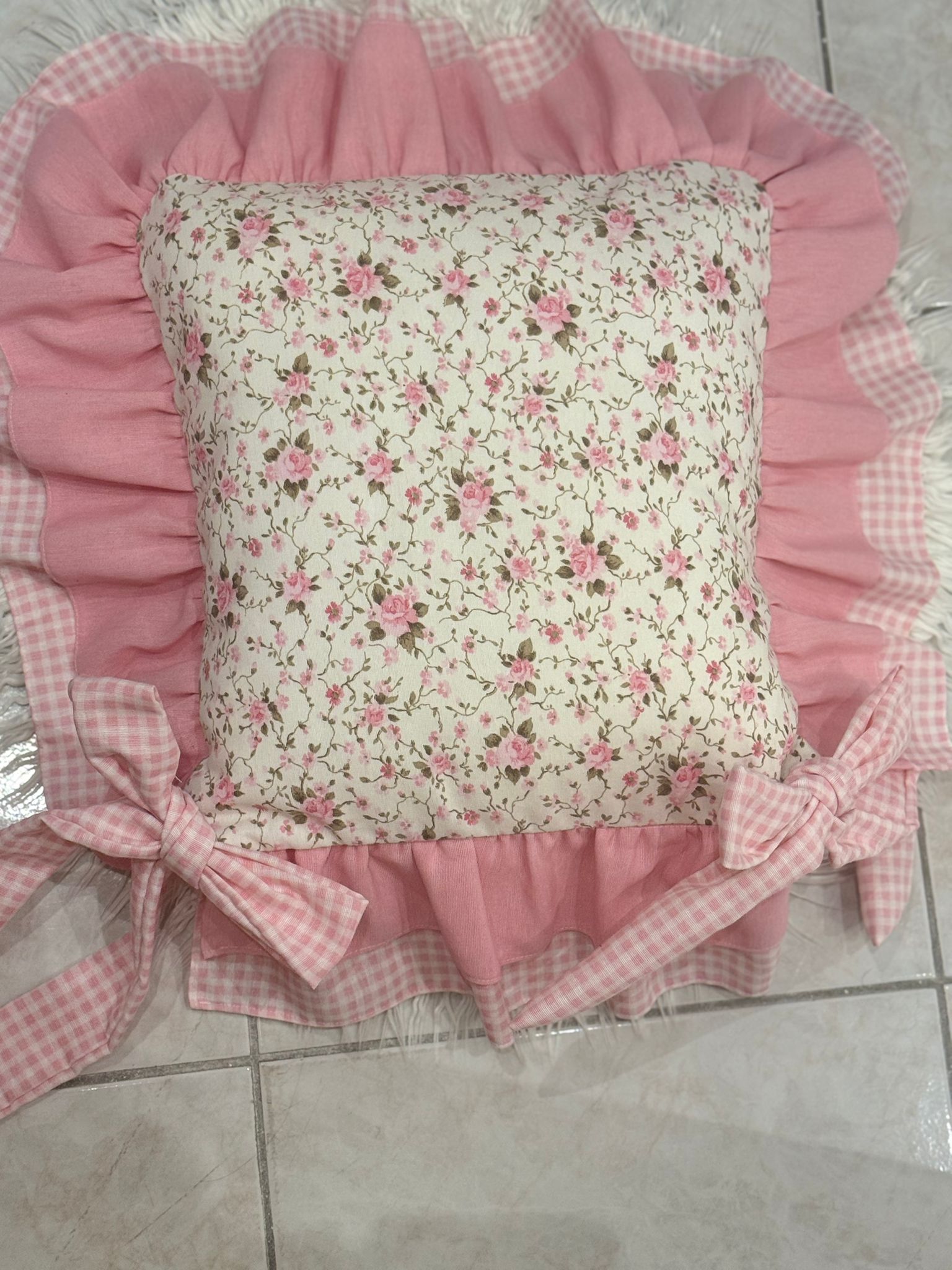 Cuscino per sedia, in cotone con doppia balza 40x40
